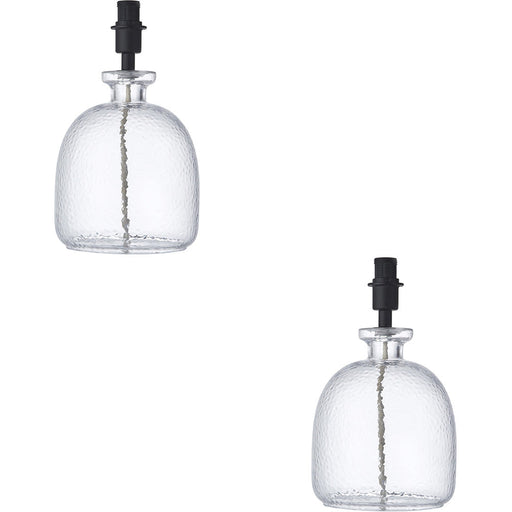 2 PACK Textured Glass Lamp Base - 293mm Tall Dome Style Table Light - E14 Bulb Fitting