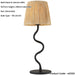 Matt Black Table Lamp - Natural Raffia Shade - 457mm Tall Light - 7W LED E14