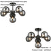 2 PACK Black Chrome Semi Flush Low Ceiling Light - Smoked Mirror Multi Arm Glass - 6 X 3W LED G9