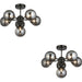 2 PACK Black Chrome Semi Flush Low Ceiling Light - Smoked Mirror Multi Arm Glass - 6 X 3W LED G9