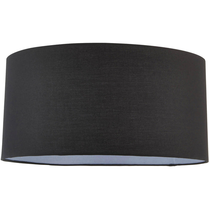 20" Cylinder Lamp Shade - Black Cotton Rolled Edge Fabric Cover - Table Light