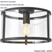 Flush Ceiling Light & 2x Matching Wall Lights - Matt Black Clear Glass Shade