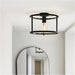 Flush Ceiling Light & 2x Matching Wall Lights - Matt Black Clear Glass Shade