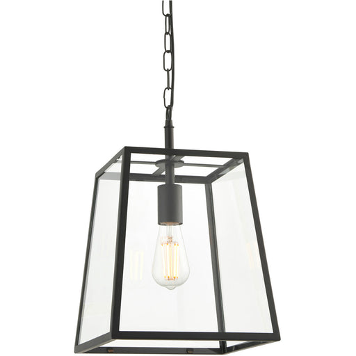 Hanging Ceiling Pendant Light - Matt Black & Clear Glass - 10W LED E27