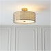 2 PACK Semi Flush Low Ceiling Light - Gold Effect White Fabric & Frosted Glass - 3x 10W Max LED E27