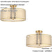 2 PACK Semi Flush Low Ceiling Light - Gold Effect White Fabric & Frosted Glass - 3x 10W Max LED E27