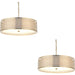 2 PACK Hanging Ceiling Pendant Light - Gold Effect Plate White Fabric & Frosted Glass - 3 X 10W LED E27