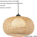 Hanging Ceiling Pendant Light - Natural Bamboo White Pc & Matt Black - 10W LED E27