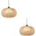 2 PACK Hanging Ceiling Pendant Light - Natural Bamboo White Pc & Matt Black - 10W LED E27