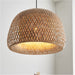 Hanging Ceiling Pendant Light - Dome Natural Bamboo White Pc & Matt Black - 10W LED E27