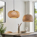 2 PACK Hanging Ceiling Pendant Light - Dome Natural Bamboo White Pc & Matt Black - 10W LED E27