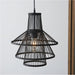 2 PACK Hanging Ceiling Pendant Light - Dark Bamboo & Matt Black - 10W LED E27