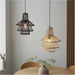 Hanging Ceiling Pendant Light - Dark Bamboo & Matt Black - 10W LED E27