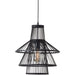 Hanging Ceiling Pendant Light - Dark Bamboo & Matt Black - 10W LED E27