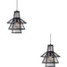 2 PACK Hanging Ceiling Pendant Light - Dark Bamboo & Matt Black - 10W LED E27