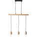 Hanging Ceiling Bar Pendant Light - Matt Black & Natural Wood - 3 X 10W LED E27