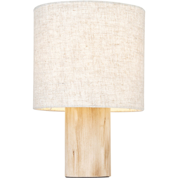 Natural Eucalyptus Wood Table Lamp - Natural Linen Shade - 300mm Tall Light - 10W LED E27