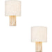 2 PACK Natural Eucalyptus Wood Table Lamp - Natural Linen Shade - 300mm Tall Light - 10W LED E27