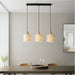 Hanging Ceiling Bar Pendant Light - Natural Eucalyptus Wood Natural Linen & Matt Black - 3 X 10W LED E27