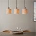 Hanging Ceiling Bar Pendant Light - Natural Eucalyptus Wood Natural Linen & Matt Black - 3 X 10W LED E27