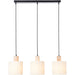 Hanging Ceiling Bar Pendant Light - Natural Eucalyptus Wood Natural Linen & Matt Black - 3 X 10W LED E27