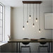 Hanging Ceiling Pendant Light - Oak Stained Plywood & Anthracite Finish - 6 X 10W LED E27