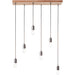 Hanging Ceiling Pendant Light - Oak Stained Plywood & Anthracite Finish - 6 X 10W LED E27