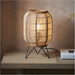 Natural Linen & Natural Bamboo Table Lamp - Matt Black Shade - 335mm Tall Light - 10W LED E27