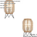 2 PACK Natural Linen & Natural Bamboo Table Lamp - Matt Black Shade - 335mm Tall Light - 10W LED E27