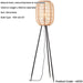 1325mm Floor Lamp - Natural Linen Bamboo & Matt Black Modern Handmade Wood - Standing LED Light Base