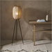 1325mm Floor Lamp - Natural Linen Bamboo & Matt Black Modern Handmade Wood - Standing LED Light Base