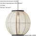 Hanging Ceiling Pendant Light - Large Natural Linen Dark Plywood & Matt Black - 10W LED E27