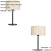 2 PACK Natural Seagrass Table Lamp - Matt Black Shade - 410mm Tall Light - 10W LED E27