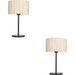 2 PACK Natural Seagrass Table Lamp - Matt Black Shade - 410mm Tall Light - 10W LED E27