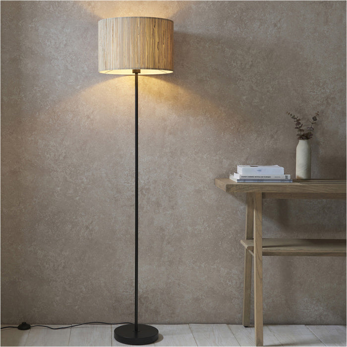 1615mm Floor Lamp - Natural Seagrass & Matt Black Trendy Woven Texture - Standing LED Light Base & Shade