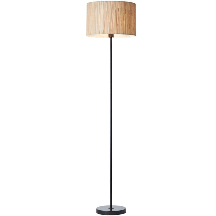 Standing Floor & Table Lamp Set - Natural Seagrass Drum Shades & Matt Black Metal Stands