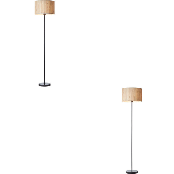 2 PACK 1615mm Floor Lamp - Natural Seagrass & Matt Black Trendy Woven Texture - Standing LED Light Base & Shade