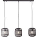 Hanging Ceiling Bar Pendant Light - Dark Bamboo & Plywood With Matt Black Paint - 3 X 10W LED E27