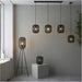 2 PACK Hanging Ceiling Pendant Light - Dark Bamboo & Plywood With Matt Black Paint - 10W LED E27