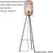 1280mm Floor Lamp - Natural Bamboo & Matt Black Simple Stylish Wood - Standing LED Light Base & Shade