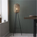 Standing Floor & Table Lamp Set - Natural Bambo open Framed Shade - Matt Black Base