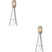 2 PACK 1280mm Floor Lamp - Natural Bamboo & Matt Black Simple Stylish Wood - Standing LED Light Base & Shade