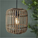 2 PACK Hanging Ceiling Pendant Light - Natural Bamboo Plywood & Matt Black Paint - 10W LED E27