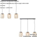 2 PACK Hanging Ceiling Pendant Light - Natural Linen Dark Plywood & Matt Black - 3 X 10W LED E27