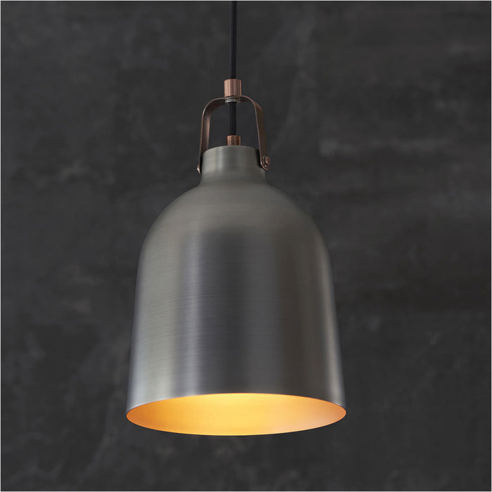 Hanging Ceiling Pendant Light - Aged Pewter & Aged Copper Plate - 10W LED E27