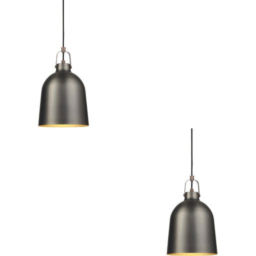 2 PACK Hanging Ceiling Pendant Light - Aged Pewter & Aged Copper Plate - 10W LED E27