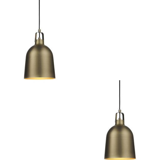 2 PACK Hanging Ceiling Pendant Light - Antique Brass Plate - 10W LED E27