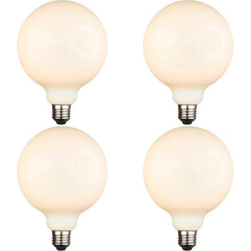 4 PACK Opal Glass 12W E27 G125 LED Light Bulb - Dimmable Warm White - 1400lm 3000k