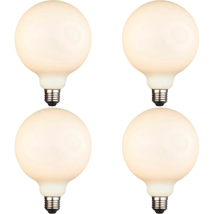 4 PACK Opal Glass 12W E27 G125 LED Light Bulb - Dimmable Warm White - 1400lm 3000k