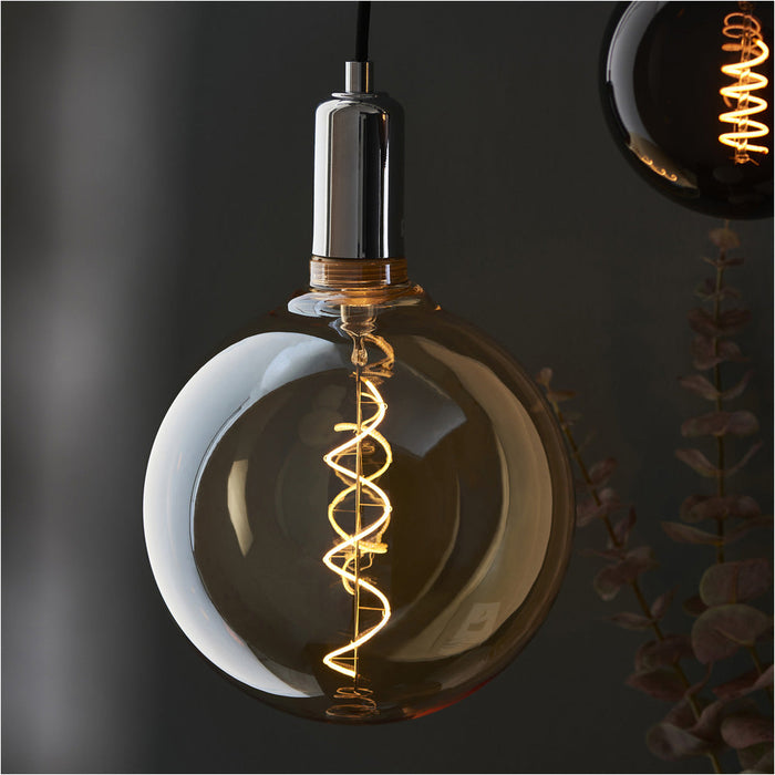 Amber Glass 4W E27 LED Light Bulb - Spiral Design - Non-dimmable Warm White - 320lm 2000k